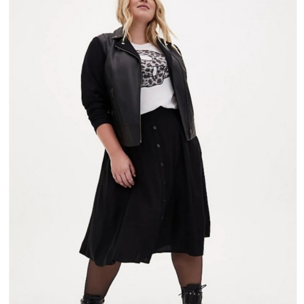 Torrid Midi Challis Button Front Swing Skirt